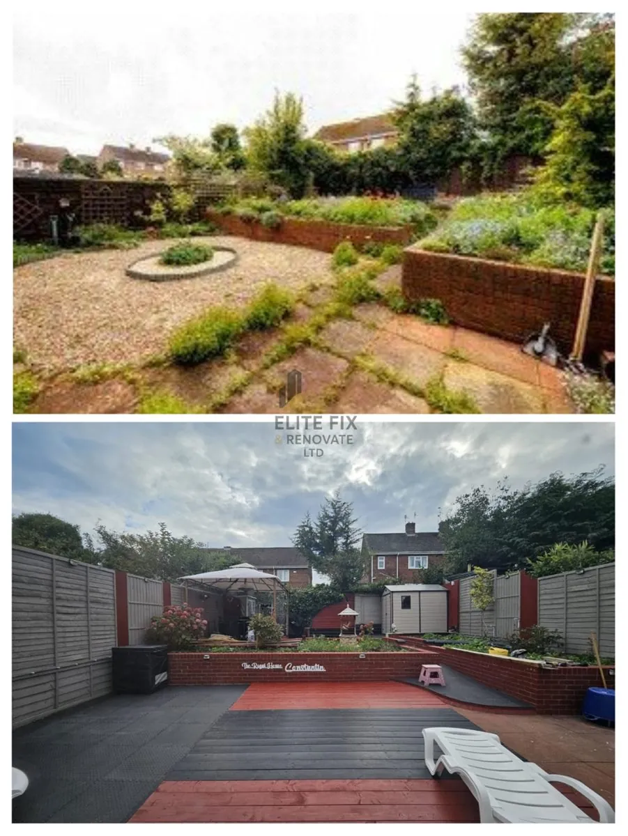 Second garden before and after refurbishment